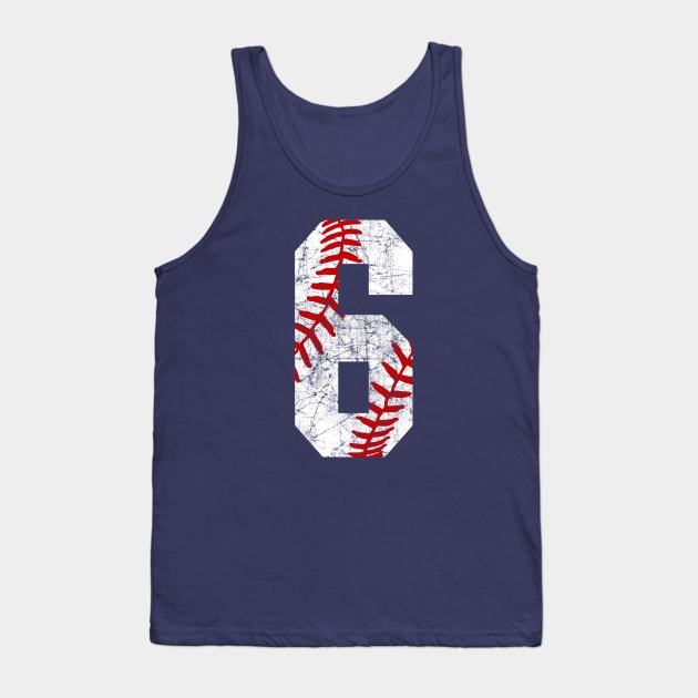 Vintage #6 Baseball Laces Baseball Mom Jersey Love Baseball 6th Birthday T-shirt Tank Top by TeeCreations